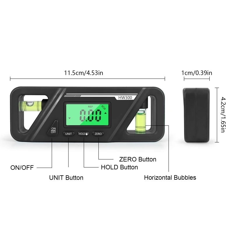 Digital Spirit Level & Protractor Neodymium Magnets Bright LCD Display Horizontal & Vertical Bubble Level for Industry 5