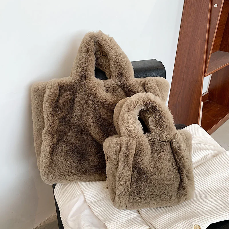 

Winter new 2021 fashion women's shoulder bag women's simple foreign style Plush handbag texture messenger bag