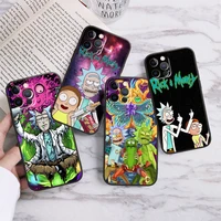 Ricks Morts Anime Art Cartoon For iPhone 15 14 13 12 11 XS XR X 8 7 SE Pro Max Plus Mini Black Cover Phone Case