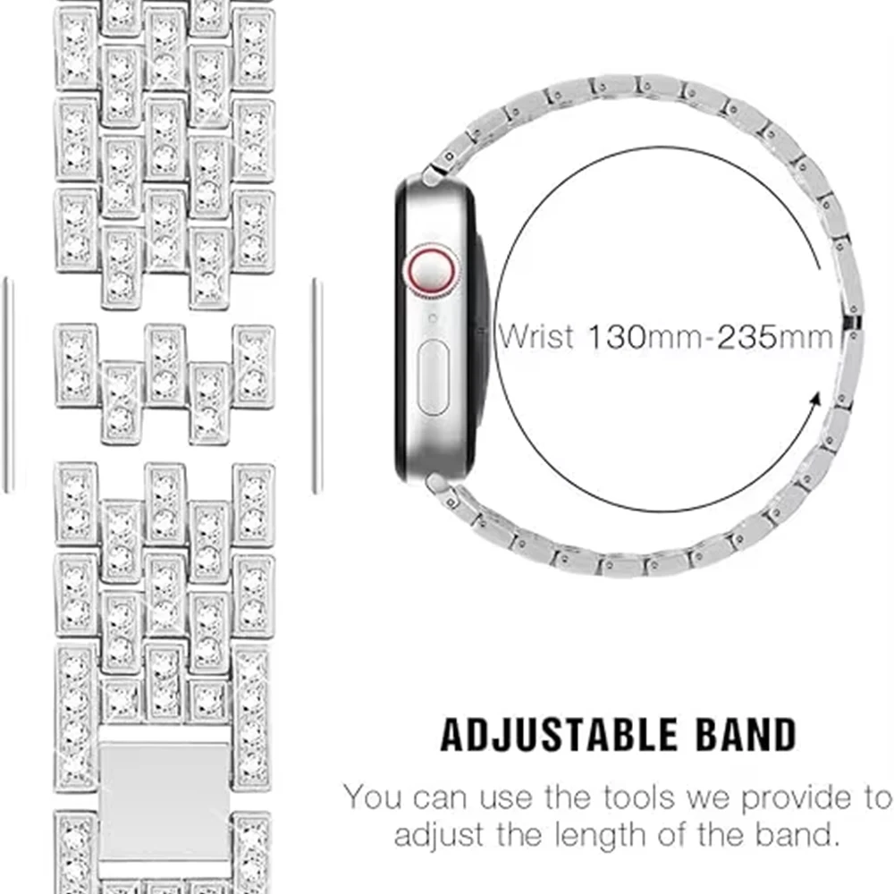 Elegant Diamond Watch Band and Glossy Case Set - Stylish Strap with Protective Cover
