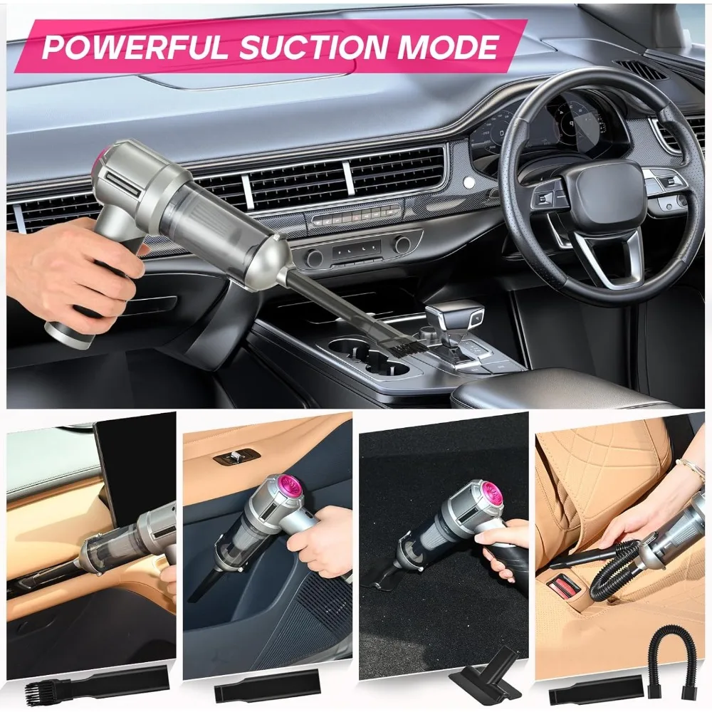 PeroBuno Car Vacuum Portable Cordless, 18000PA Suction, 3-in-1 Foldable Handheld Vacuum & Air Duster with Brushless Motor, 40min