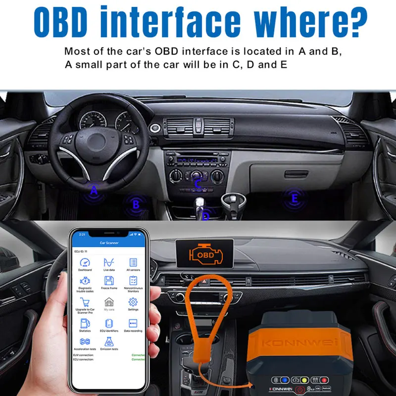 Konnwei KW906 Bluetooth 5.0 ELM327 V1.5 OBD2 Car Scanner KW905 OBDII Auto Diagnostic Tools ELM 327 V1 5 OBD 2 ii Code Readers 3
