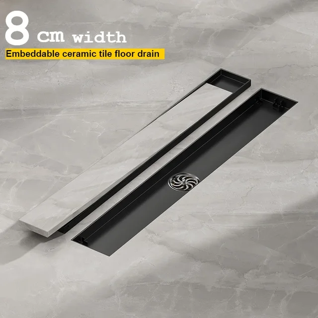 304 กระเบื้องสแตนเลสฝังท่อระบายน้ําชั้นสี่เหลี่ยม, ห้องอาบน้ําห้องอาบน้ําสีดําขยายท่อระบายน้ําระงับกลิ่นกาย 1