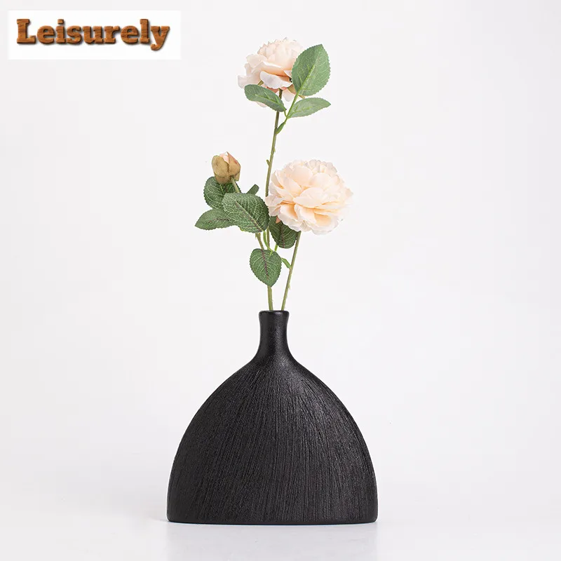 1pcs Black Cloud Nordic Ceramic Vase Circular Hollow Donuts Flower Pot Home Decoration Accessories Interior Office Desktop Decor