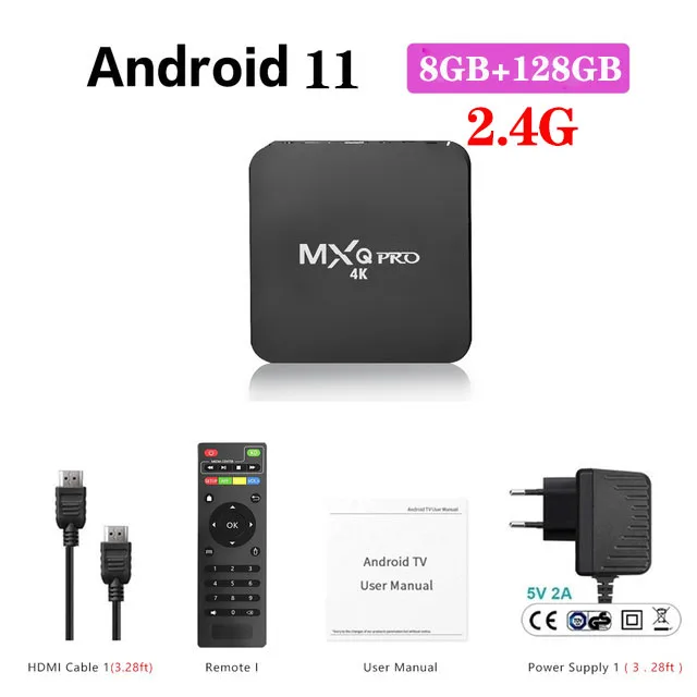 Convertidor a Smart TV Box MXQ Pro 4K Wifi 5G 1GB + 8GB Android 11