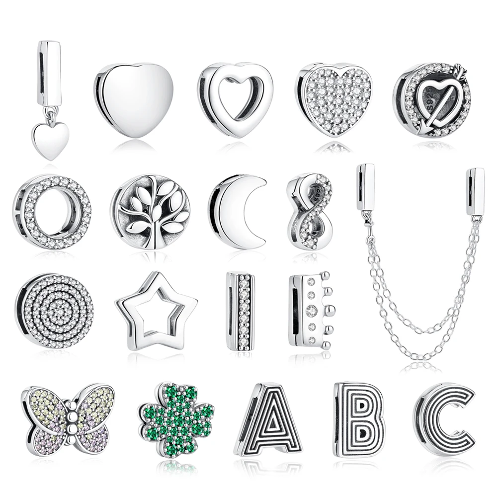 925 Sterling Silver Charms Beads Original Reflections Clip Heart