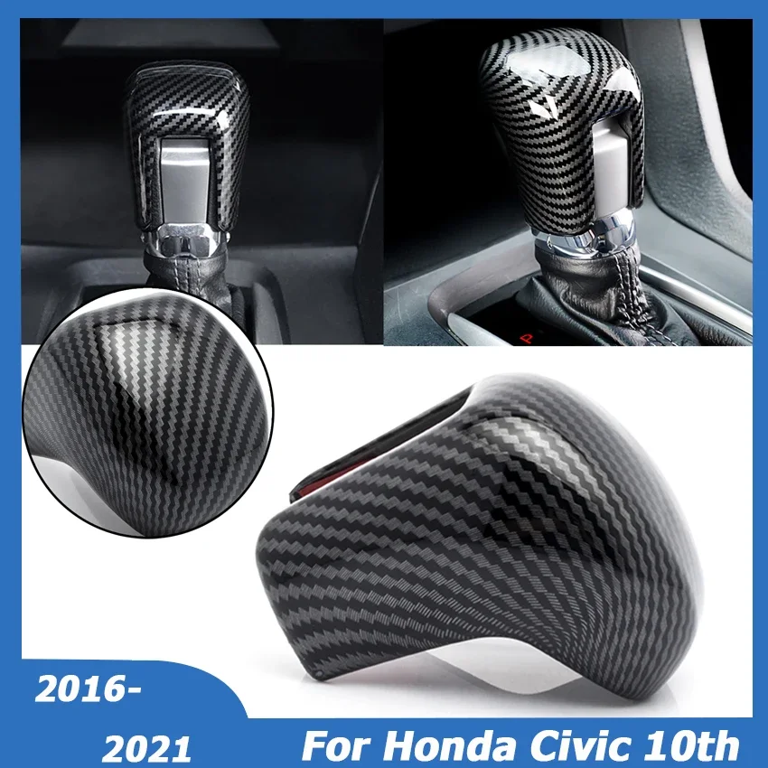 

For Honda Civic 10th Gen 2016 2017 2018 2019 2020 2021 Interior Gear Shift Knob Cover Trim Sticker Carbon ABS Car Accessories