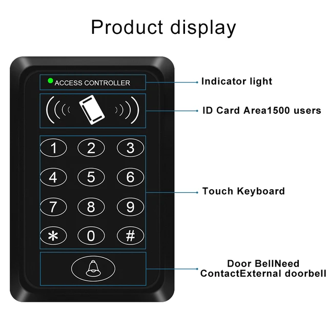 RFID Keyboard for Access Control System Waterproof Keypad Cover Outdoor 10pcs EM4100/TK4100 Keyfobs Door Opener for Lock System 4