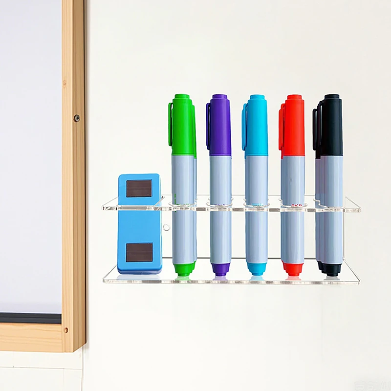 1pc Acrylic Marker Pen Holder With 10 Slots - Wall-Mounted Dry Erase Storage Rack Classic Design Pen Holder Suitable For Office