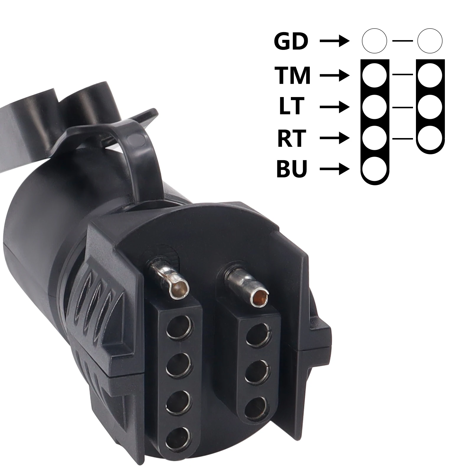 7 Pin Blade to 4 Pin 5 Flat Trailer Adapter Wiring Light Plug Caravan RV Tow Truck Boat Adapters Connector Dust-proof Cover