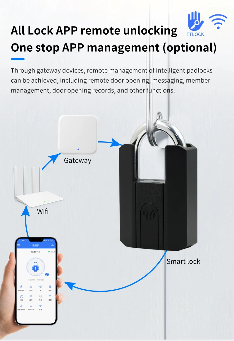 IP67 TTLock Smart Padlock Bluetooth APP Fingerprint Lock Keyless Bag Pad Lock G2
