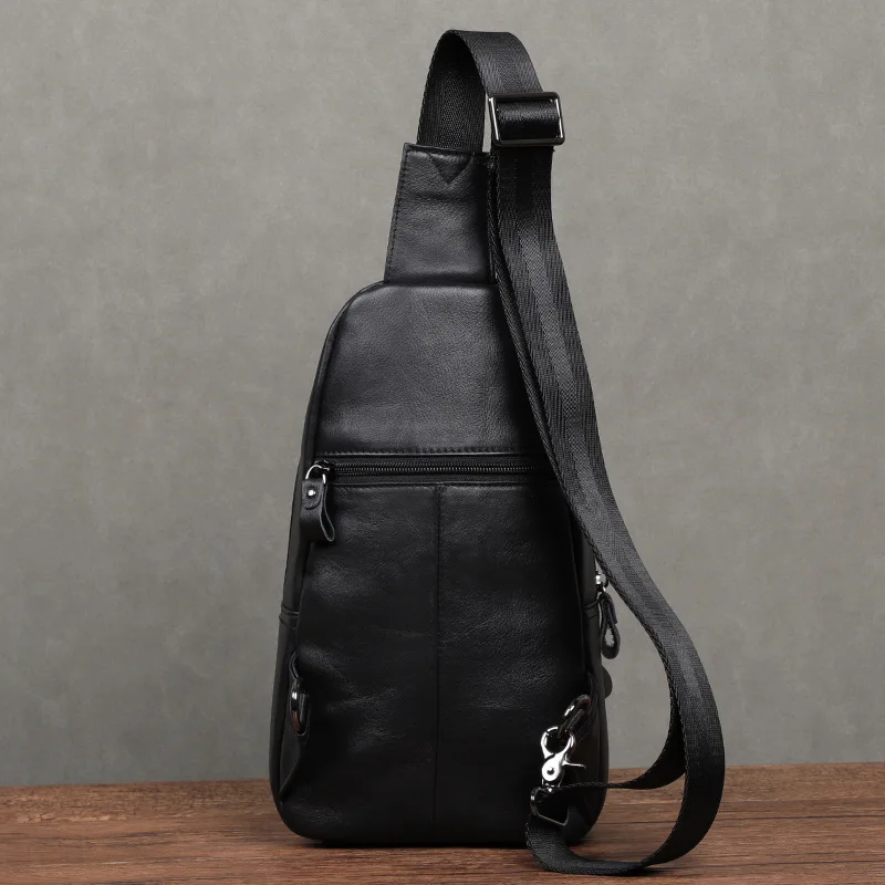 Fashion Genuine Leather Men's Chest Bag Cowhide Anti-Theft Shoulder Bag Business Crossbody Bag Large Capacity Sling Bag
