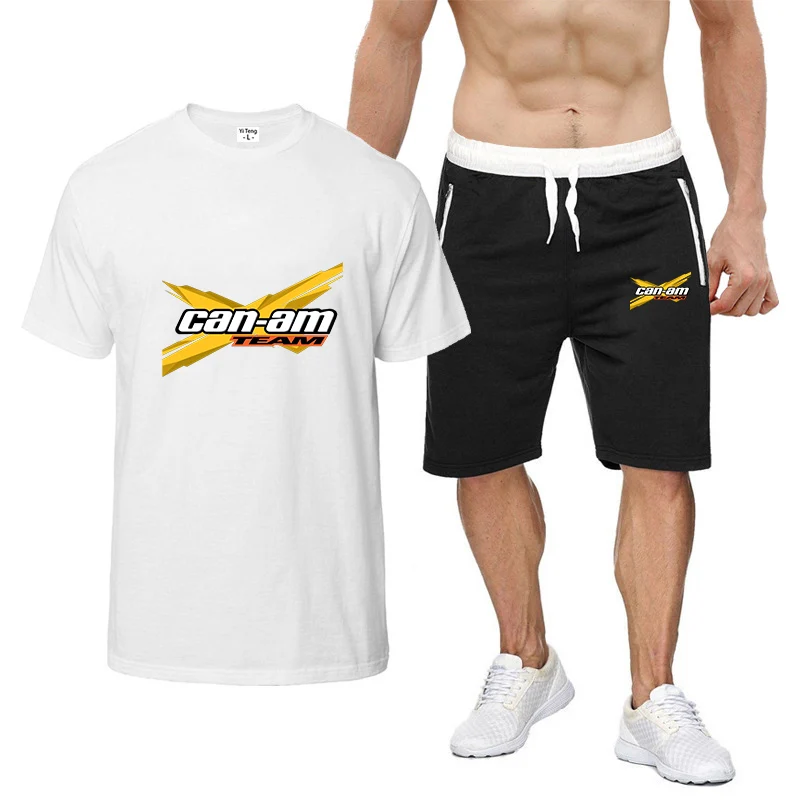 

CAN-AM BRP 2023 Men's New Hight Quality Printing Sport Fashionable Short Sleeves T Shirts Tops+ Shorts Harajuku Two Pieces Sets