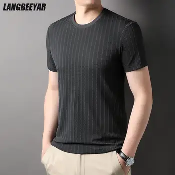 최고 등급 자카드 나일론 스판덱스 디자이너 새로운 브랜드 탑 남성 일반 여름 티셔츠 반팔 캐주얼 패션 남성 의류