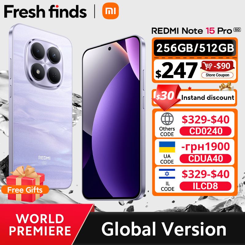 【World Premiere】Xiaomi Redmi Note 15 Pro 5G Global Version MediaTek Dimensity 7400-Ultra 6.83"AMOLED display 200MP main camera