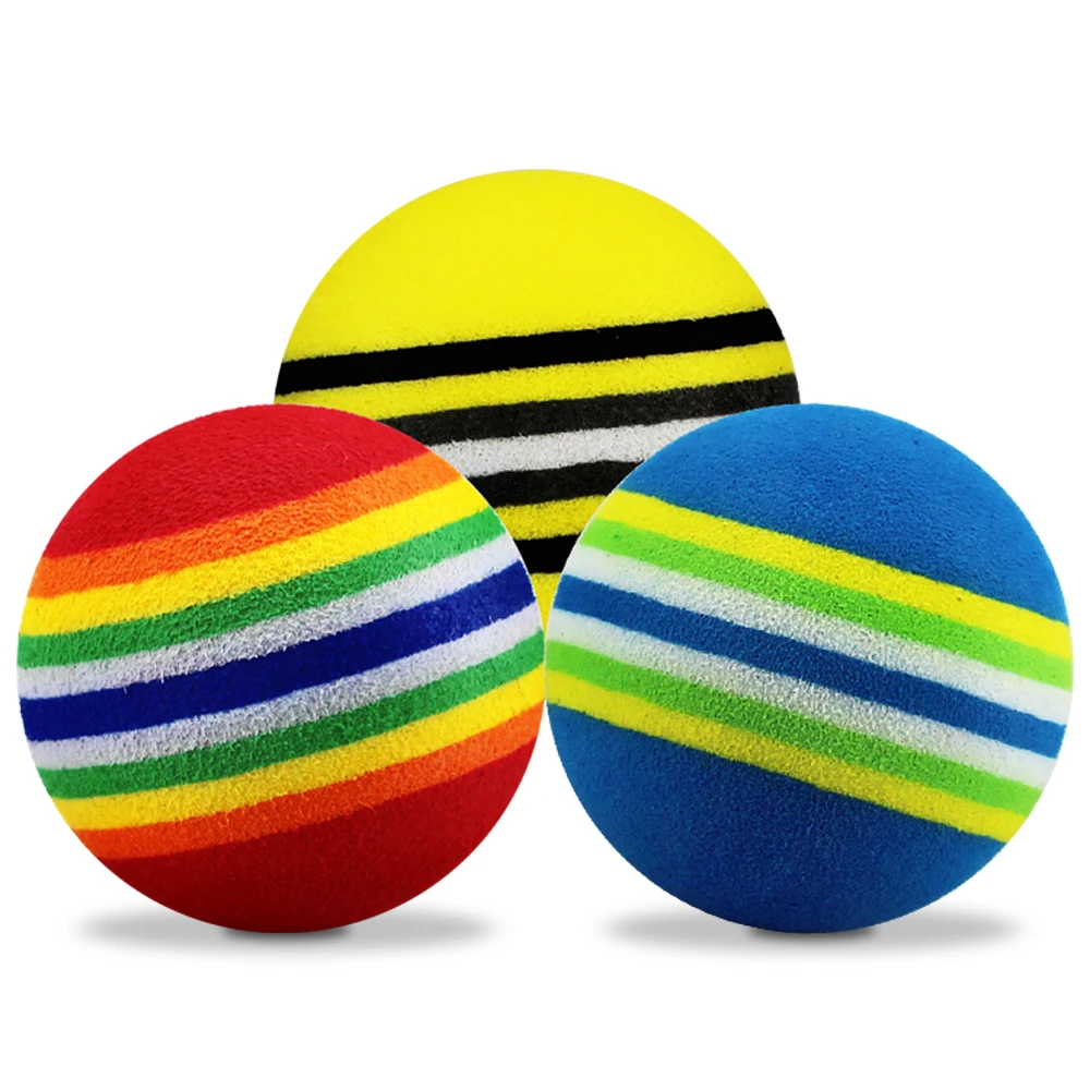 100 Pcs/Bag EVA Foam Golf Practice Ball Training Golfer Gift Golf Balls 3 Colors Indoor Practice Golf Soft Rainbow Ball Sponge
