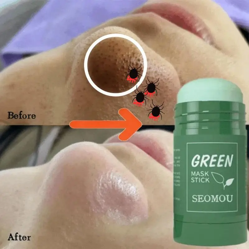 

Remove Blackhead Green Tea Solid Mask Stick Deep Cleansing Pore Acne Clean Mask Oil Control Purifying Matcha Clay Mud Mask 40g