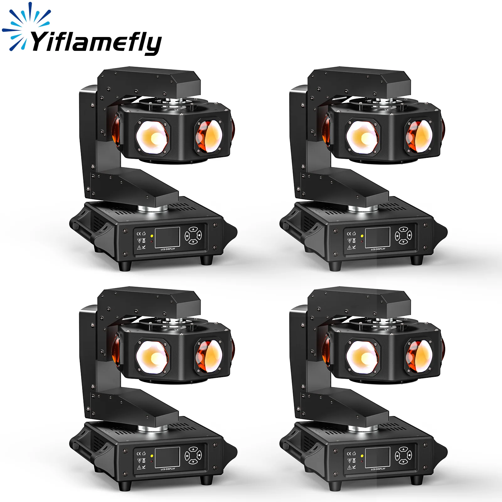 Yiflamefly 4Pcs 240W Beam Moving Head Lights 6LED RGBW 360