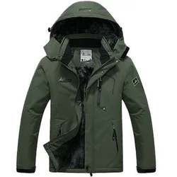 Men's Thick Warm Winter Parka with Fur Hood - Windproof Military-Style Anorak Coat - Asian XXXL 80-90kg (Army green)