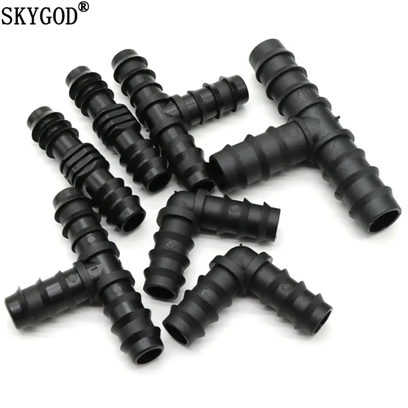 10pcs Greenhouse Pe Pipe 16 20 25 Mm Tee Straight Elbow Plug Irrigation