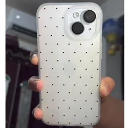 Chic Black Polka Dot Frosted Semi - Transparent Phone Case - iPhone 12 Mini (Only case A)