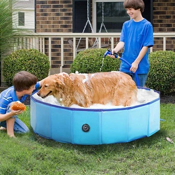 Dog Swimming Pool & Pool Cover Portable Plastic Pool Grooming Tub Bathing Scratch Resistance Pet Pools Bathtub for Large Dogs 3