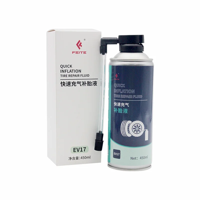 FEITE EV17 Rapid Tire Inflator and Sealant 450ml-Provides Quick Inflation and Puncture Repair, Suitable for Medium-sized Cars