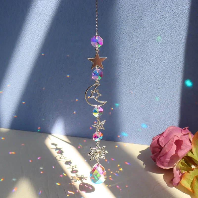 Crystal Windchime Handmade Sun Catchers Hanging Ornament Diamond Prisms Rainbow Chaser Home Bedroom Decoration Dream Catcher