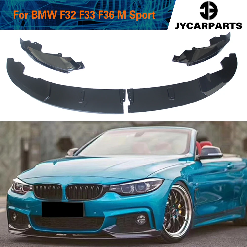 

For BMW 4 Series F32 F33 F36 M Sport M tech Car Front Bumper Lip Spoiler Splitters 2014 - 2018 ABS Carbon Look Gloss Black