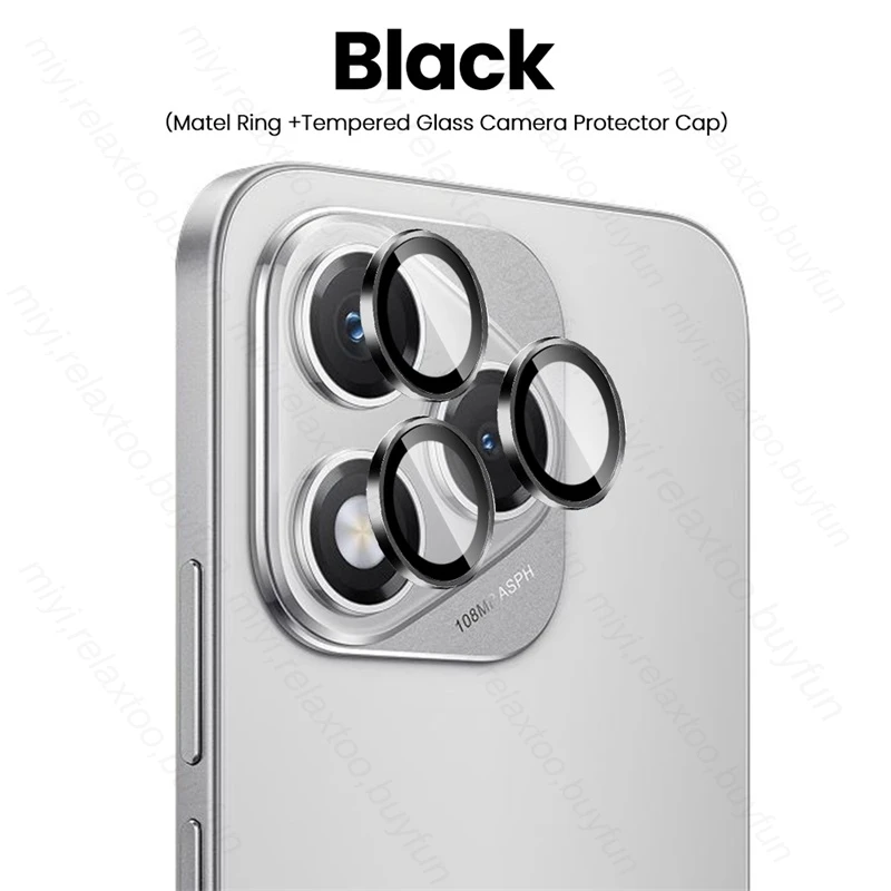 Aluminum Alloy Ring Camera Protector with HD Glass Lens Cover