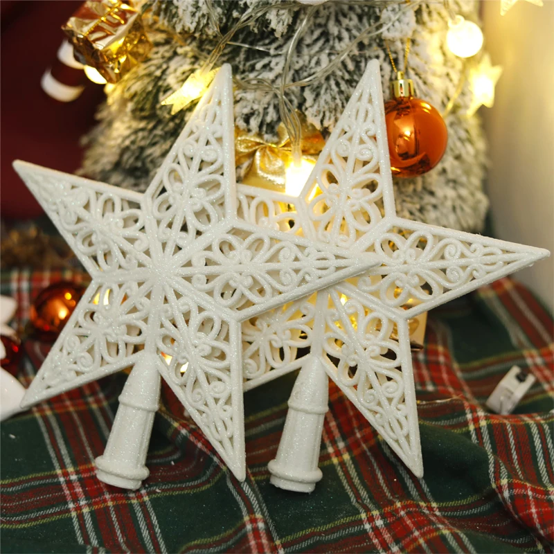 Christmas Tree Toppers Hollow Star For Navidad Table Decorations Home Merry New Year Xmas Ornaments Accessory Supplies