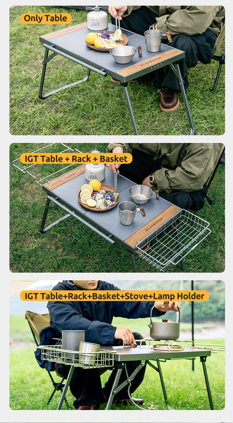 Description Picture 6 of itemBLACKDEER IGT Camping Table Folding IGT Table Mini 2.0 Aluminum Alloy Multifunctional Portable Grill Wood Table Outdoor Picnic