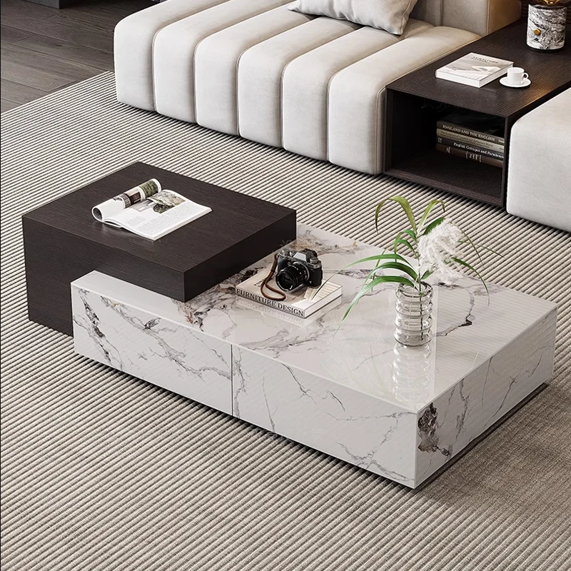 

Rectangle Storage Home Coffee Table Nordic Italian Minimalist Drawers Side Table Modern Designer Mueble Salon Room Furniture