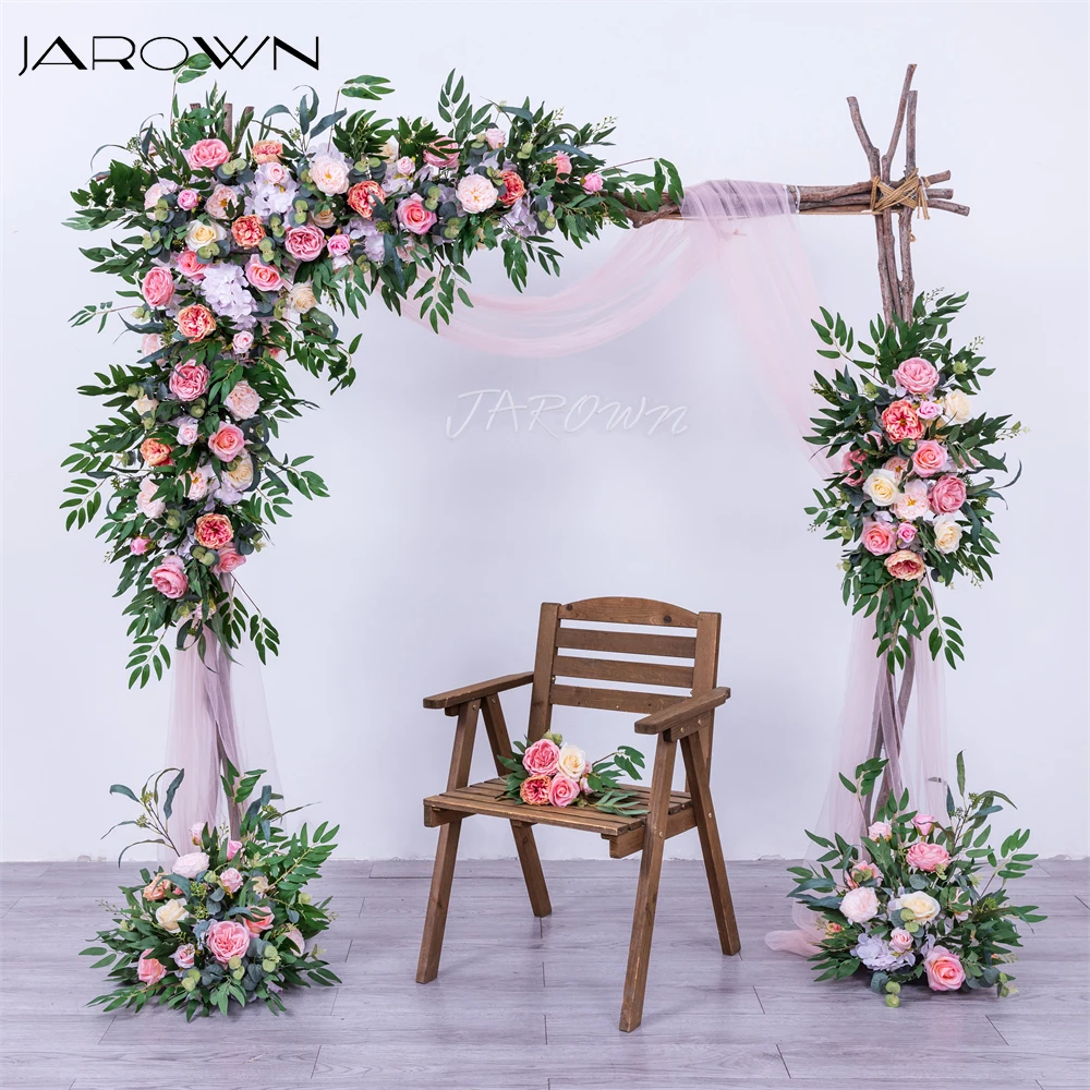 

Artificial Pink White Series Rose Peony Greens Floral Arrangement for Wedding Event Backdrop Decoration Customized Floor flower