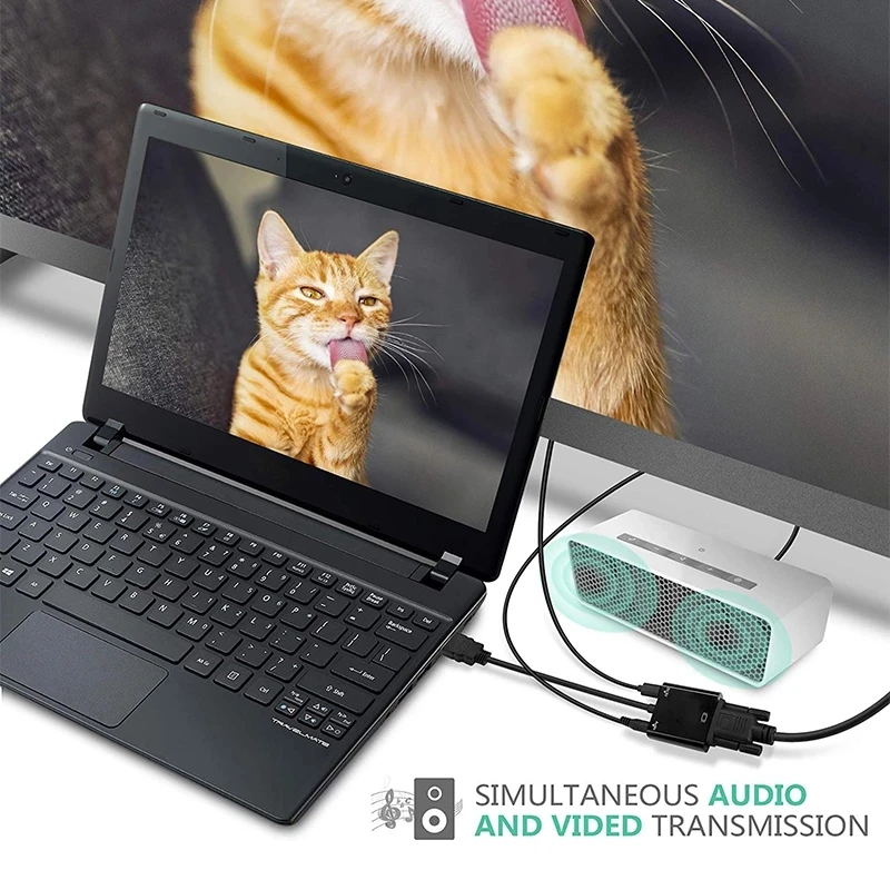 Convertidor de Cable HD 1080P HDMI a VGA con fuente de alimentación de Audio, adaptador macho a hembra VGA para tableta, portátil, PC y TV - Imagen 3