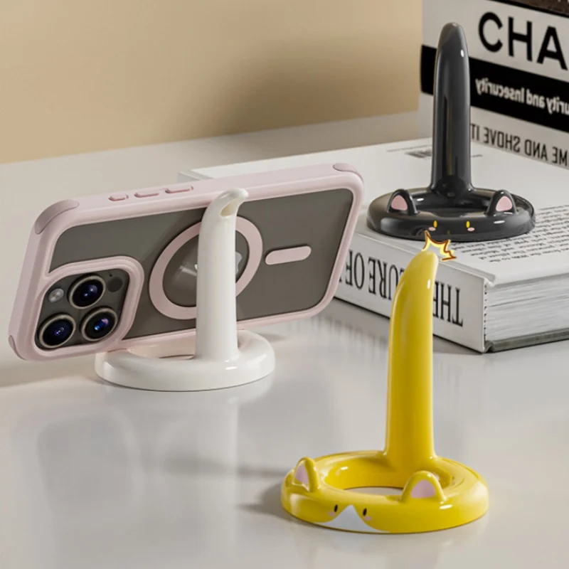 Charming Cartoon Cat Phone Stand: Creative Desktop Decor and Phone Holder