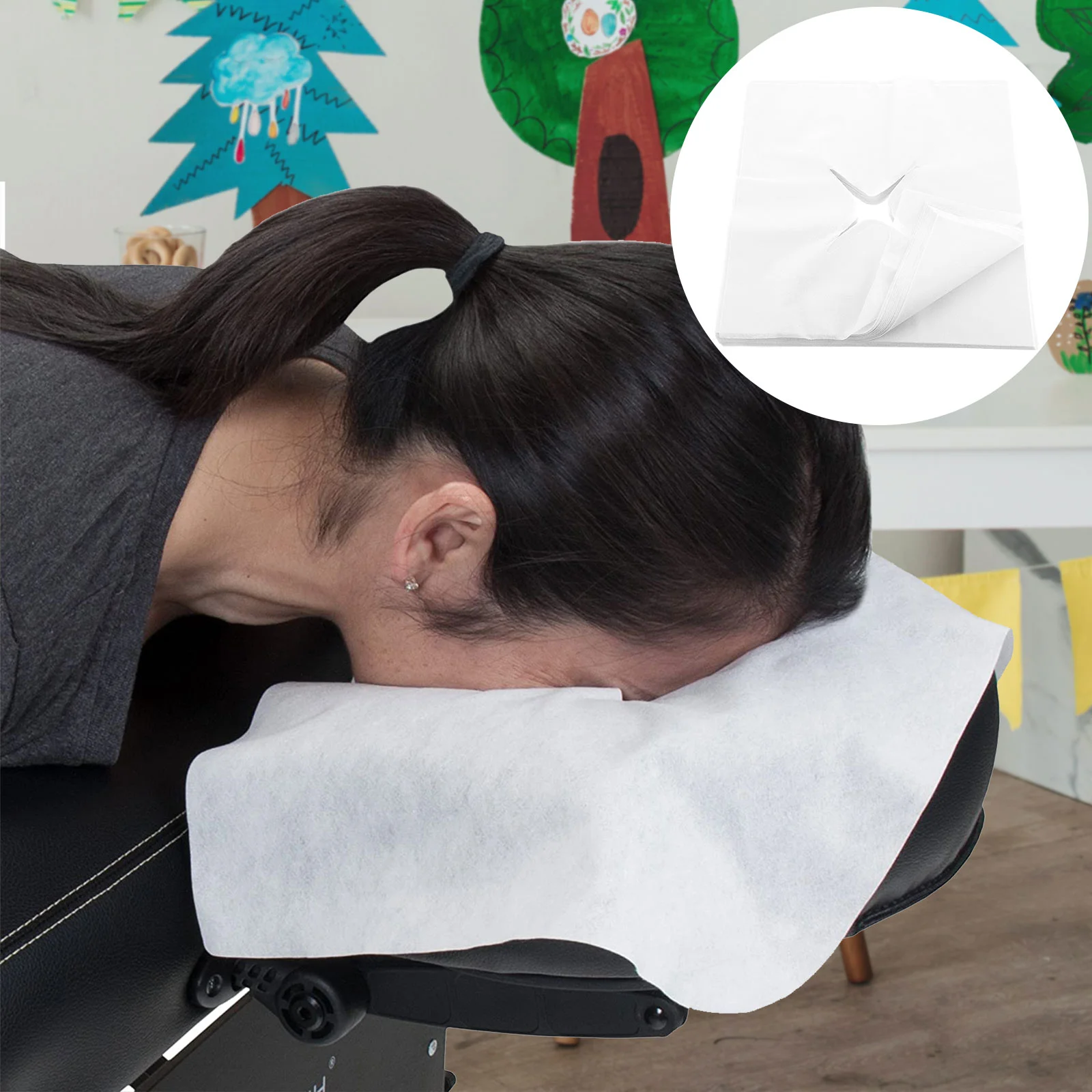 

White/Pink Disposable Massage Headrest Hollow Pads Safety Hygienic Face Pillow Cover Cushion Beauty Rest Cradle Covers