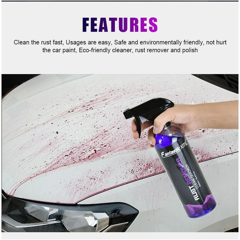Multi Purpose Rust Remover Spray Metal Surface Car Maintenance for Wheel Cleaning Iron Powder Removal Large Capacity 2