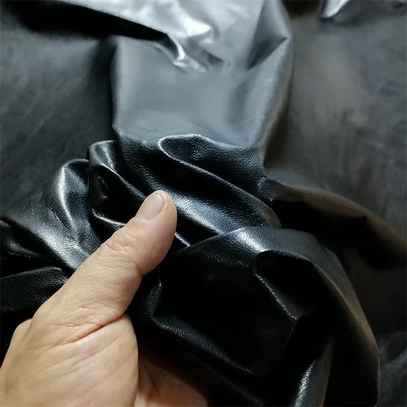 Ultra-Thin Black Sheepskin Leather Fabric - Premium First Layer Leather