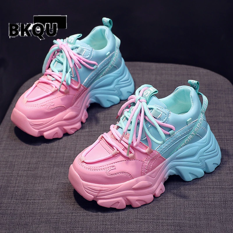 

Mixed Color Platform Sneakers for Women Fashion 2023 Spring Platform Sports Shoes Woman Street Non-slip Chunky Trainers