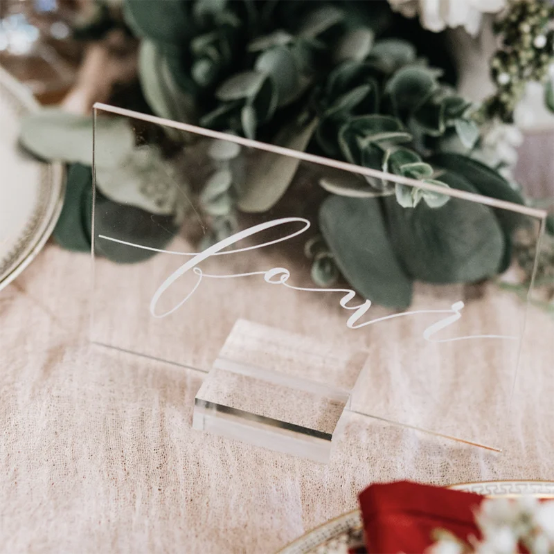 Acrylic Calligraphy Table Numbers With Wood Holder Wedding Event Party Sign Personalized Birtnday Gifts Wedding Gift