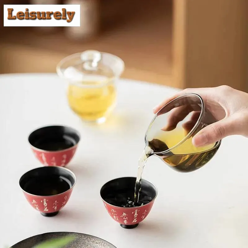 Chinese Poetic Prose Glass Tea Set Complete Boutique Tea Ceremony Set Teapot And Tea Cup Set Tea Supplies Decoration Gift Box