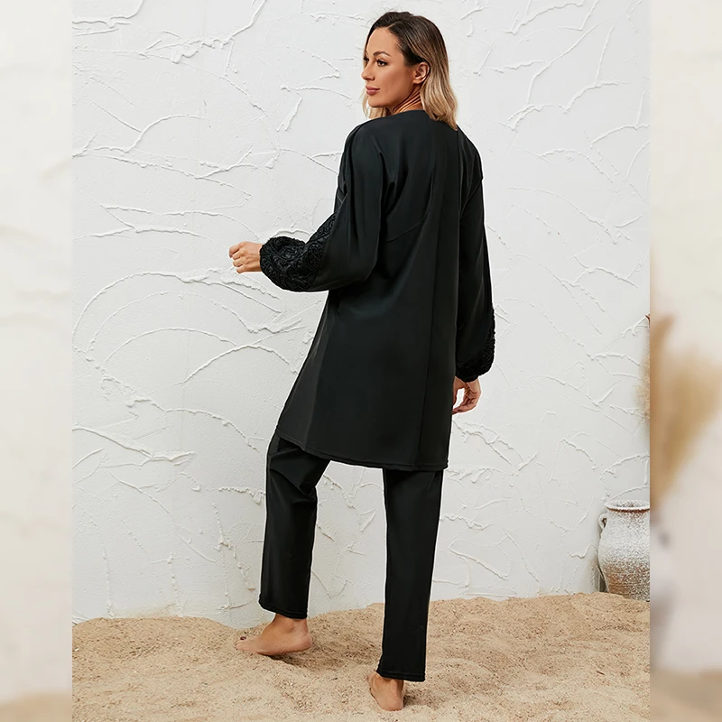 New Burkini Muslim women's swimsuit black full cover diving surf swimsuit three-piece split swimsuit beach sunblock set