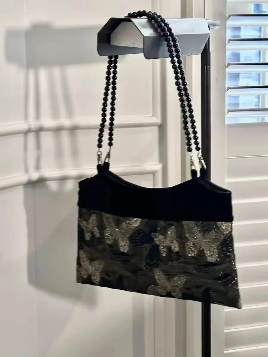 JIAERDI Vintage Butterfly Y2k Bags Women New Fairycore Aesthetic Black Shoulder Bags Wallet Female Retro Elegance Handbag 2025