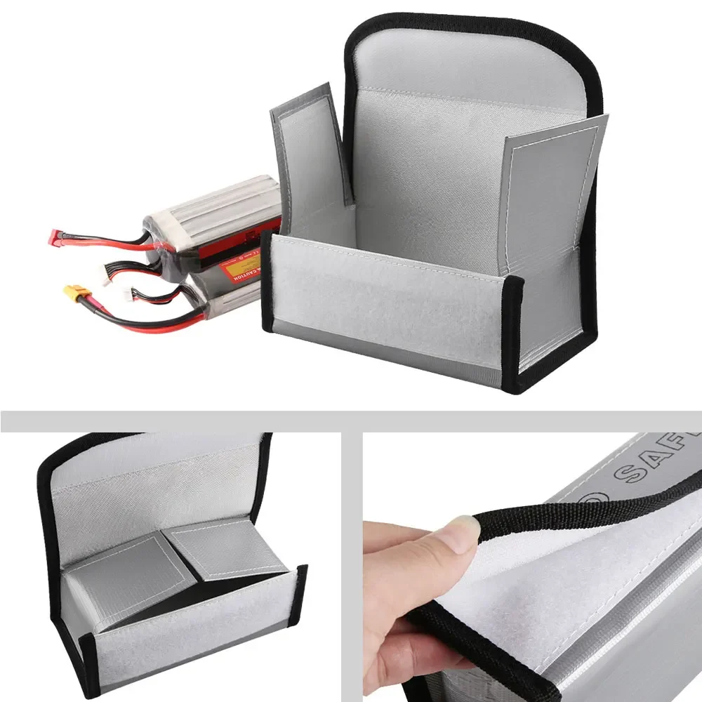 Sac Sécurité Batterie Lipo 185x75x60mm Ignifuge Antidéflagrant