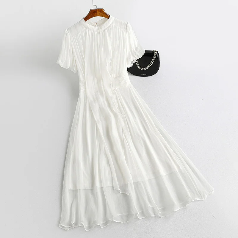 

Mulberry Silk Dress 2023 Summer New Slim Temperament High end Solid Color Skirt Women's Wear