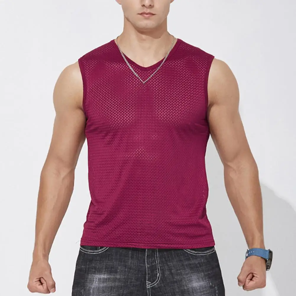 

Мужская дышащая сетчатая майка, мужская тренировочная майка для баскетбола, тренажерного зала, Быстросохнущий жилет с круглым вырезом и стандартными вариантами на лето