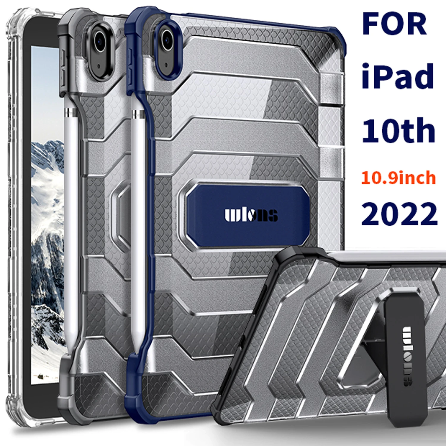 

Case For iPad 10th Generation 10.9 Inch 2022, For Support Apple Pencil Charging Full-Body Rugged Kickstand Protective Cover