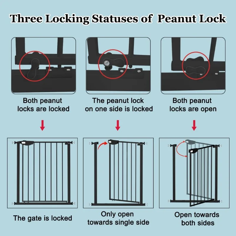 Triple Lock Door Walk Through Swinging Self Closing Security Ferrous Metal Dog Pet Small Dog Cat Suitable for Stairs Doorway 4