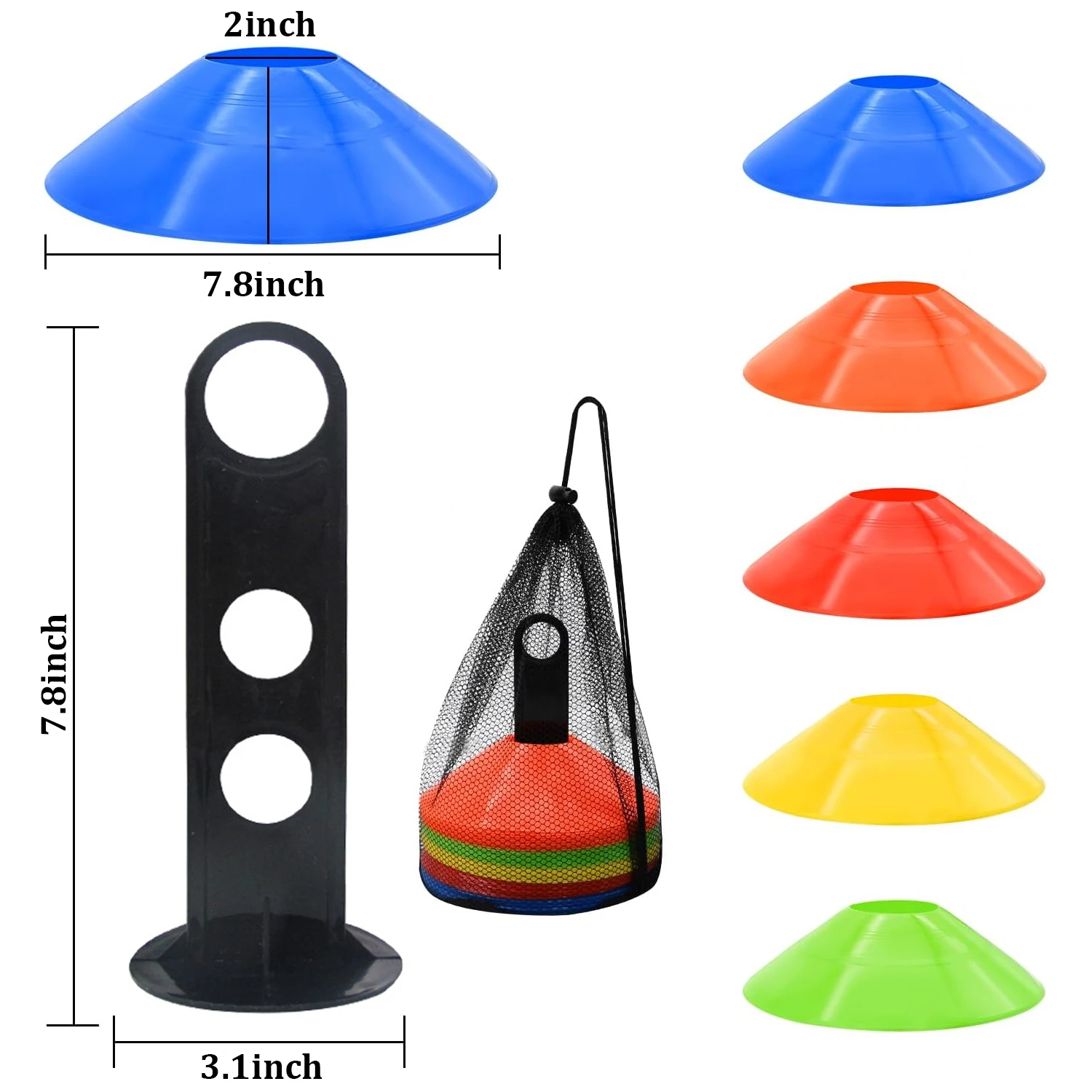 10PCS Agility Soccer Cones with Carry Bag and Holder for Sports Training Football Basketball Coaching Practice Equipment soccer training cones